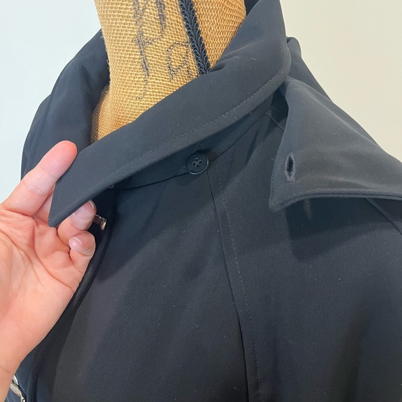 London Fog Trenchcoat Jacket Detachable Hood Black Gold Hardware Size Large - Picture 10 of 16